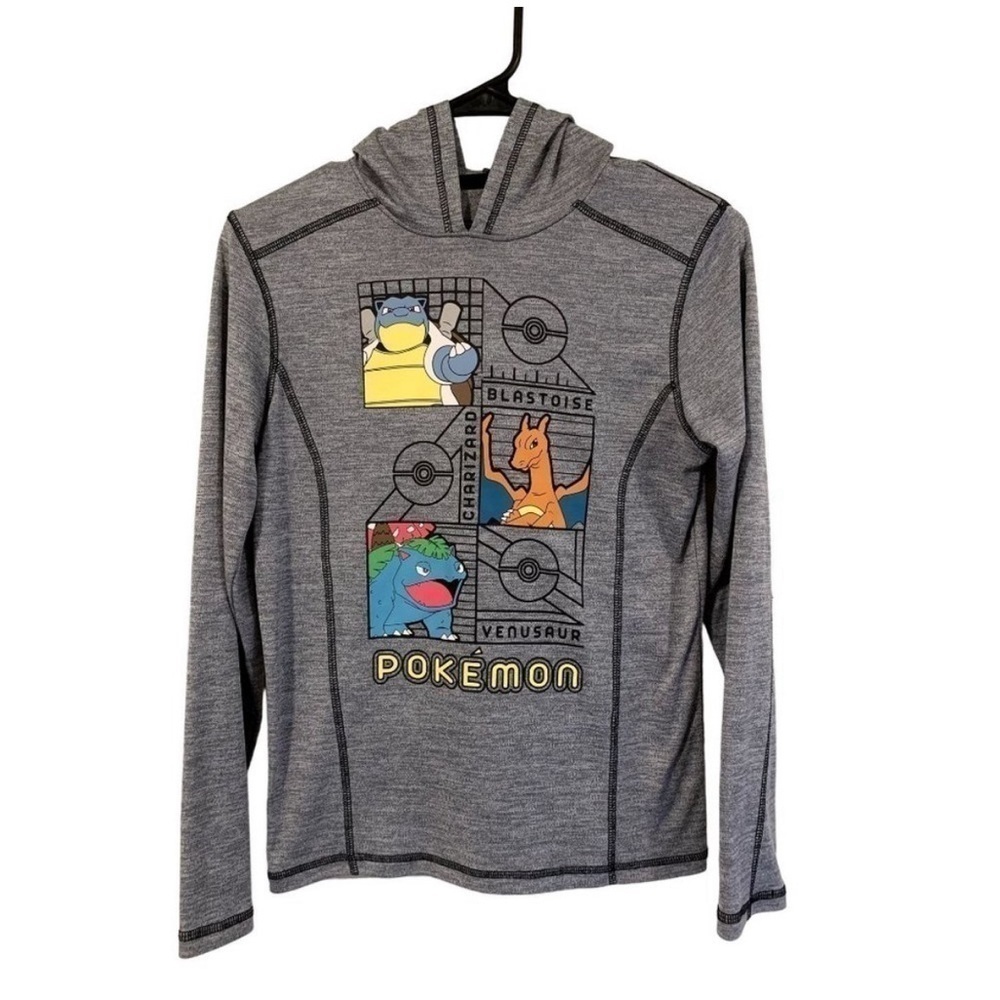 POKEMON Boys Graphic Shirt Size Large Long-Sleeve Pullover Hoodie Lightweight